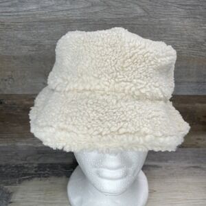 Abercrombie & Fitch Sherpa Bucket Hat Women's One Size Ivory Textured NWT